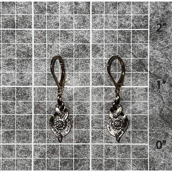 Morgan & Paige 14K Gold & Rhodium Plated CZ Eternity Dangle Earrings - Picture 3 of 3